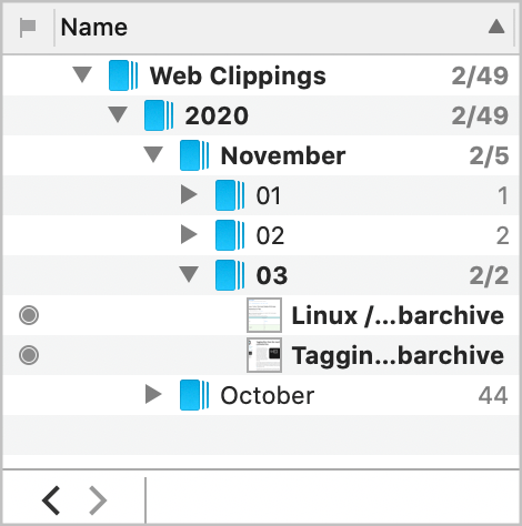 Groups of web clippings