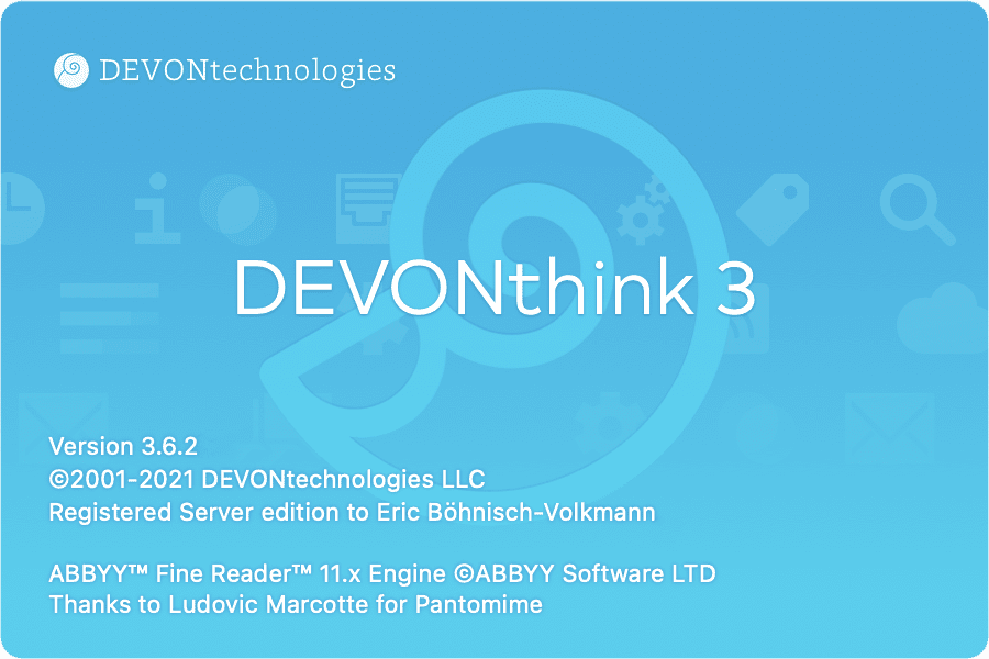 Screenshot showing opening screen of DEVONthink.