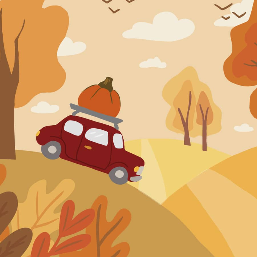 Illustration of an autumn landscape.